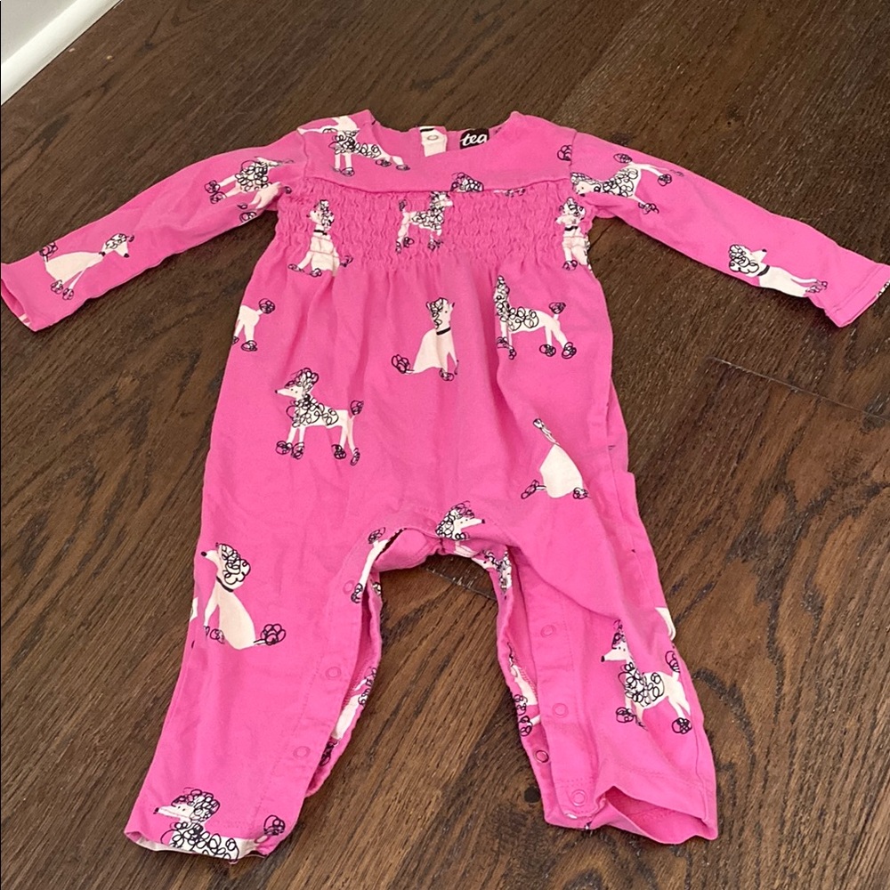 Tea Collection Romper with Poodle Print
